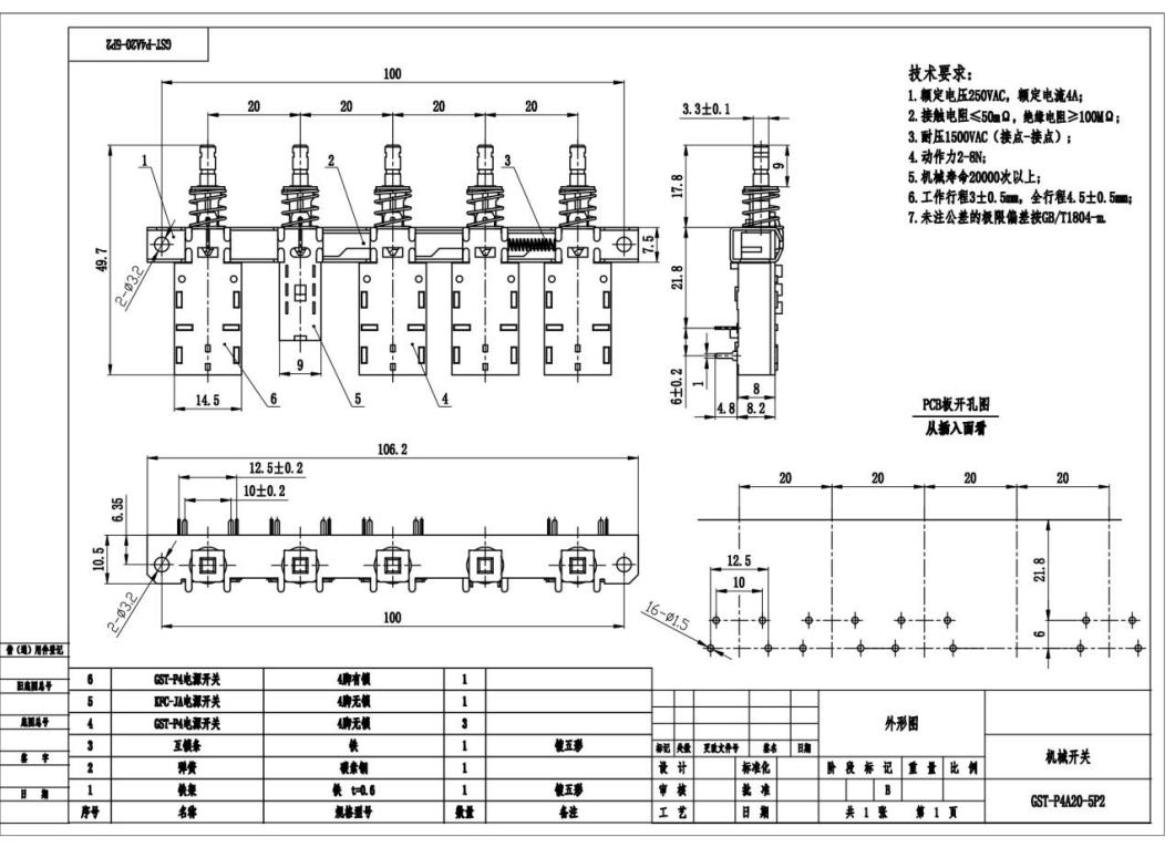 GST P4A20 5P2 atching Car Engine Power Switch